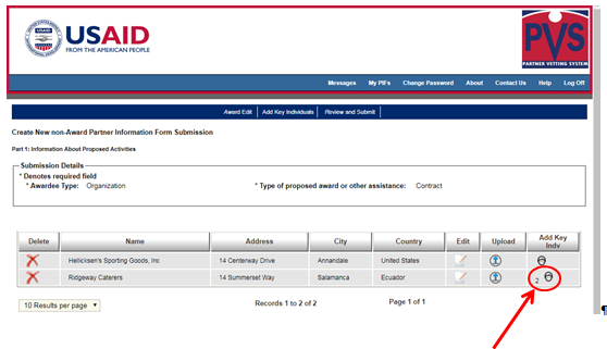 Add Key Individual to Non-Award Organization